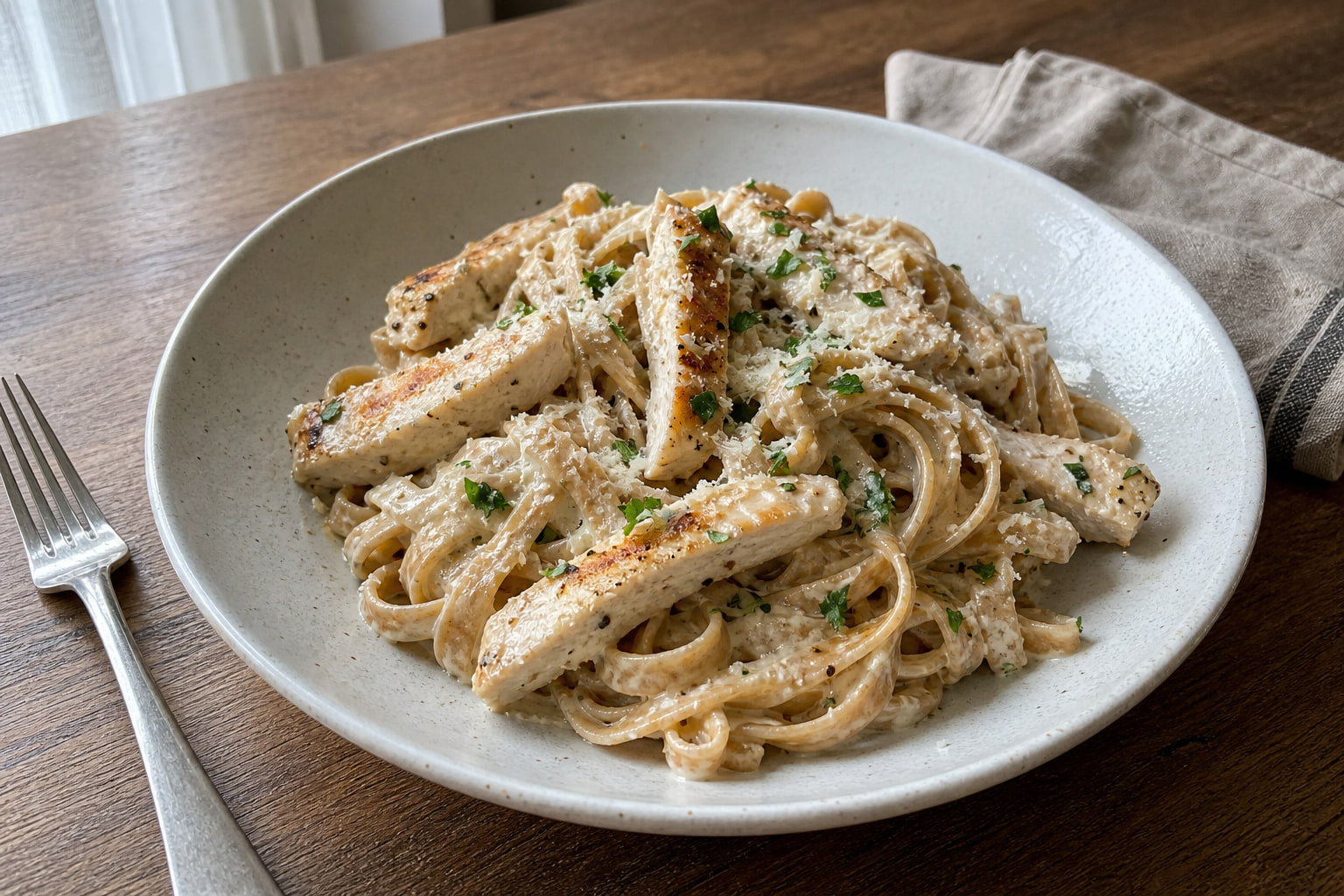 Chicken Alfredo healthy remake